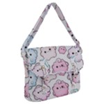 Cute Doodle Cartoon Seamless Pattern Buckle Messenger Bag