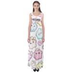 Cute Doodle Cartoon Seamless Pattern Empire Waist Maxi Dress