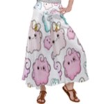 Cute Doodle Cartoon Seamless Pattern Women s Satin Palazzo Pants