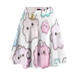 Cute Doodle Cartoon Seamless Pattern High Waist Skirt