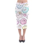 Cute Doodle Cartoon Seamless Pattern Midi Pencil Skirt