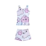 Cute Doodle Cartoon Seamless Pattern Kids  Boyleg Swimsuit