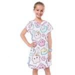Cute Doodle Cartoon Seamless Pattern Kids  Drop Waist Dress