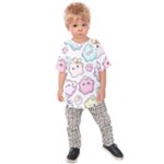 Cute Doodle Cartoon Seamless Pattern Kids  Raglan T-Shirt