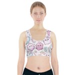 Cute Doodle Cartoon Seamless Pattern Sports Bra With Pocket