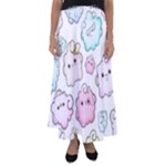 Cute Doodle Cartoon Seamless Pattern Flared Maxi Skirt