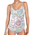 Cute Doodle Cartoon Seamless Pattern Tankini Set