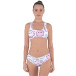 Cute Doodle Cartoon Seamless Pattern Criss Cross Bikini Set