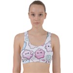 Cute Doodle Cartoon Seamless Pattern Back Weave Sports Bra
