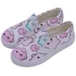 Cute Doodle Cartoon Seamless Pattern Kids  Canvas Slip Ons