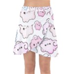Cute Doodle Cartoon Seamless Pattern Wrap Front Skirt