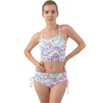 Cute Doodle Cartoon Seamless Pattern Mini Tank Bikini Set