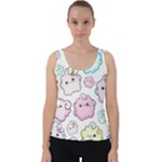Cute Doodle Cartoon Seamless Pattern Velvet Tank Top