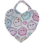 Cute Doodle Cartoon Seamless Pattern Giant Heart Shaped Tote