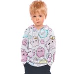 Cute Doodle Cartoon Seamless Pattern Kids  Overhead Hoodie