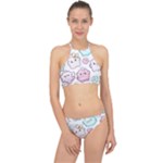 Cute Doodle Cartoon Seamless Pattern Halter Bikini Set