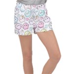 Cute Doodle Cartoon Seamless Pattern Women s Velour Lounge Shorts