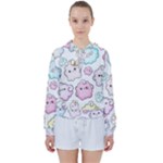 Cute Doodle Cartoon Seamless Pattern Women s Tie Up Sweat