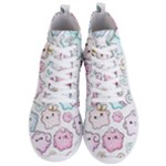Cute Doodle Cartoon Seamless Pattern Men s Lightweight High Top Sneakers