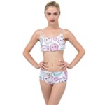 Cute Doodle Cartoon Seamless Pattern Layered Top Bikini Set