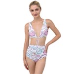 Cute Doodle Cartoon Seamless Pattern Tied Up Two Piece Swimsuit