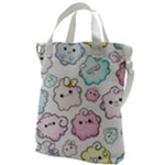 Cute Doodle Cartoon Seamless Pattern Canvas Messenger Bag