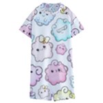 Cute Doodle Cartoon Seamless Pattern Kids  Boyleg Half Suit Swimwear