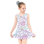 Cute Doodle Cartoon Seamless Pattern Kids  Skater Dress Swimsuit