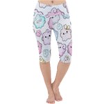 Cute Doodle Cartoon Seamless Pattern Lightweight Velour Cropped Yoga Leggings