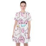 Cute Doodle Cartoon Seamless Pattern Sailor Dress
