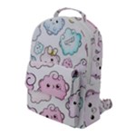 Cute Doodle Cartoon Seamless Pattern Flap Pocket Backpack (Large)