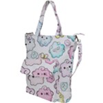 Cute Doodle Cartoon Seamless Pattern Shoulder Tote Bag