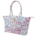 Cute Doodle Cartoon Seamless Pattern Canvas Shoulder Bag