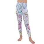 Cute Doodle Cartoon Seamless Pattern Kids  Lightweight Velour Leggings