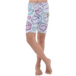 Cute Doodle Cartoon Seamless Pattern Kids  Lightweight Velour Cropped Yoga Leggings