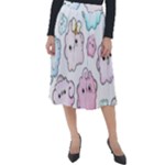 Cute Doodle Cartoon Seamless Pattern Classic Velour Midi Skirt 