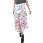 Cute Doodle Cartoon Seamless Pattern Velour Split Maxi Skirt