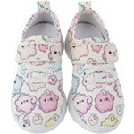 Cute Doodle Cartoon Seamless Pattern Kids  Velcro Strap Shoes