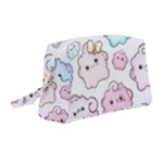 Cute Doodle Cartoon Seamless Pattern Wristlet Pouch Bag (Medium)