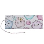 Cute Doodle Cartoon Seamless Pattern Roll Up Canvas Pencil Holder (S)