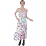 Cute Doodle Cartoon Seamless Pattern Tie Back Maxi Dress