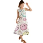Cute Doodle Cartoon Seamless Pattern Summer Maxi Dress