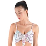 Cute Doodle Cartoon Seamless Pattern Woven Tie Front Bralet