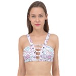 Cute Doodle Cartoon Seamless Pattern Cage Up Bikini Top