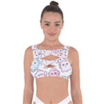 Cute Doodle Cartoon Seamless Pattern Bandaged Up Bikini Top