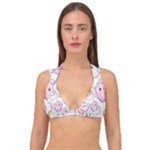 Cute Doodle Cartoon Seamless Pattern Double Strap Halter Bikini Top