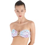 Cute Doodle Cartoon Seamless Pattern Twist Bandeau Bikini Top