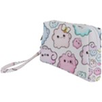 Cute Doodle Cartoon Seamless Pattern Wristlet Pouch Bag (Small)