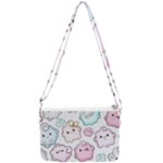 Cute Doodle Cartoon Seamless Pattern Double Gusset Crossbody Bag