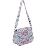 Cute Doodle Cartoon Seamless Pattern Saddle Handbag